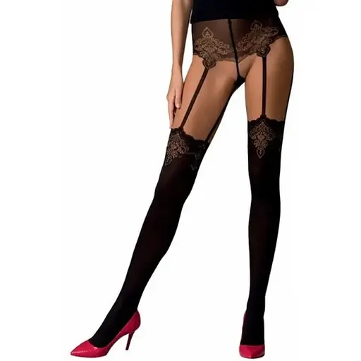 Колготки с эффектом чулок на подвязках Passion TI112 nero-gold 3/4 (60/20 den)