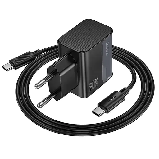 МЗП Hoco CS73A Star Speed PD30W+QC3.0 (1USB-A/1C) + кабель Type-C to Type-C Midnight Black - фото 4