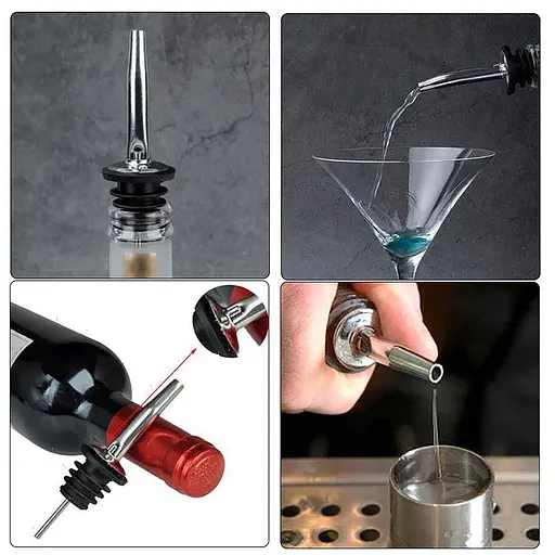 Пробка-носик гейзер дозатор для разлива из бутылки с носиком из нержавеющей стали 10 см (2 шт. в комплекте), Kitchen Master Черный 86477 - фото 9