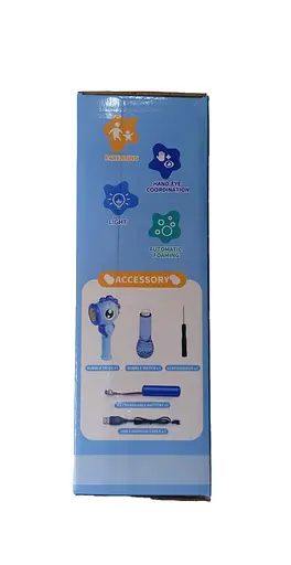 Установка с мыльными пузырями 922-816 B, аккумулятор, подсветка, USB кабель, автоматический принцип работы, мыльный раствор (6967657190765) Голубой - фото 2