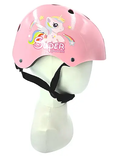 Комплект дитячий шолом та захист Yongkang GB24429-2009 S (5-9 р) рожевий єдиноріг (G0001136) - фото 2