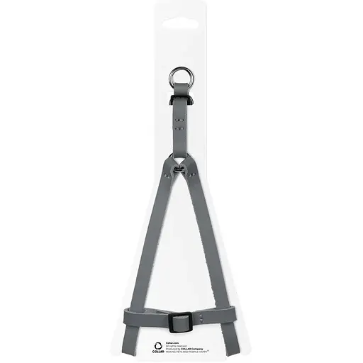 Шлея для котів та дрібних собак Waudog Classic шкіряна з QR паспортом, пластиковий фастекс, XS сірий - фото 3