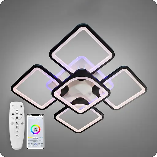 Люстра світлодіодна 517 Dlight 3color з пультом 150Вт Чорний (01720) - фото 1