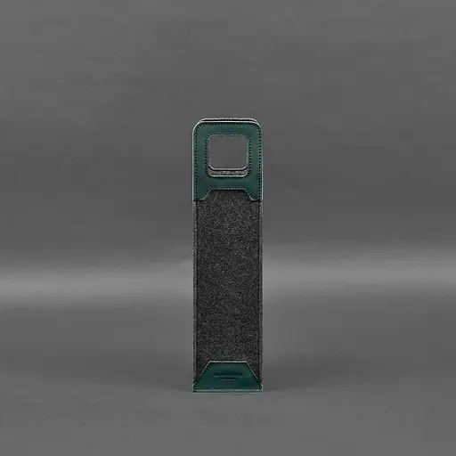 Чехол для вина BlankNote Краст 1.0 из фетра с кожаными вставками зеленый - фото 2