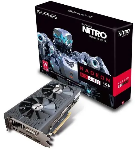 Видеокарта Sapphire AMD Radeon RX 480 8Gb D5 OC NITRO (11260-20) (GDDR5, 256 bit, PCI-E 3.0 x16) Б/у - фото 4