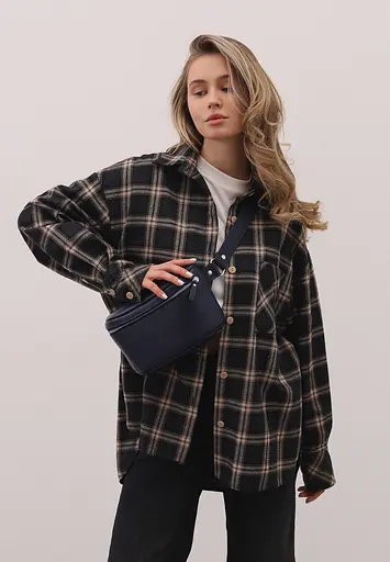 Шкіряна поясна сумка Explorer S темно-синя - фото 4