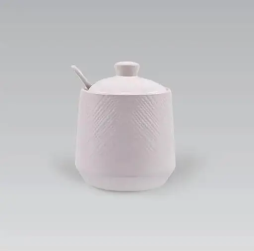 Цукорниця керамічна з ложкою Maestro MR-20002-09 баночка ємність 300 мл Біла - фото 1