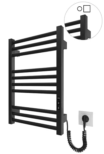 Електрична рушникосушарка HF Derby 570x430 black matte 6.1.0400.06.BM, Чорний матовий, універсальне (коннектор), Електронний - фото 1