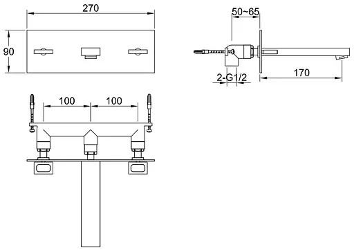Смеситель для умывальника Kohlman Nexen chrome + BOX скрытого монтажа QW195U Хром - фото 4