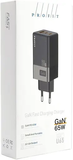 Зарядний пристрій 3 порти Profit U65 GaN 65 W USB + 2Type-C - фото 2