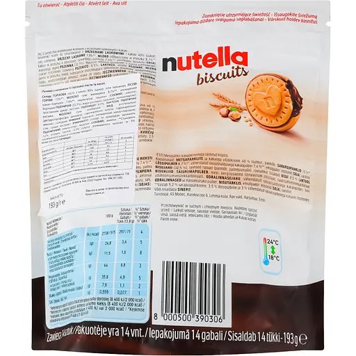 Печенье Nutella Biscuits с начинкой из ореховой пасты и какао 193 г - фото 2