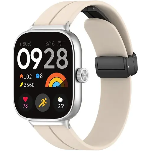 Ремешок DK CDK Silicone Sport Magnetic для Xiaomi Redmi Watch 4 (017766) (ivory / black) - фото 2