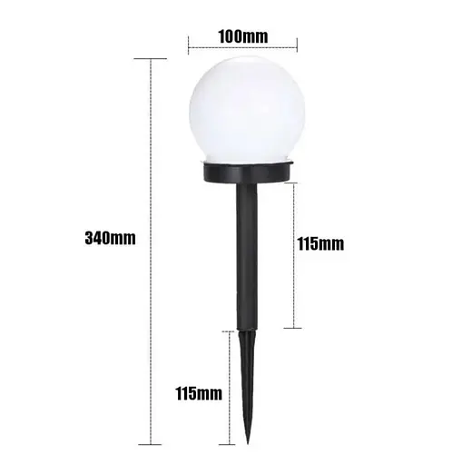 Світильники OldBro садові на сонячній батареї біла пластикова куля 10 см 2 шт - фото 5