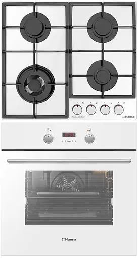 Комплект Hansa духовка электрическая + поверхность газ на стекле белый - фото 3