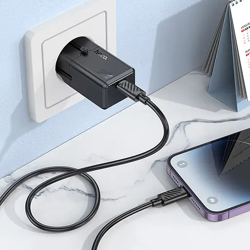 МЗП Hoco AC25 Mini PD30W (1USB-C) universal travel charger Black - фото 8