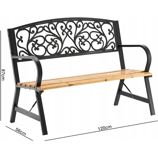 Скамейка для сада Chomik Garden Line Sunny с декоративной спинкой - фото 5