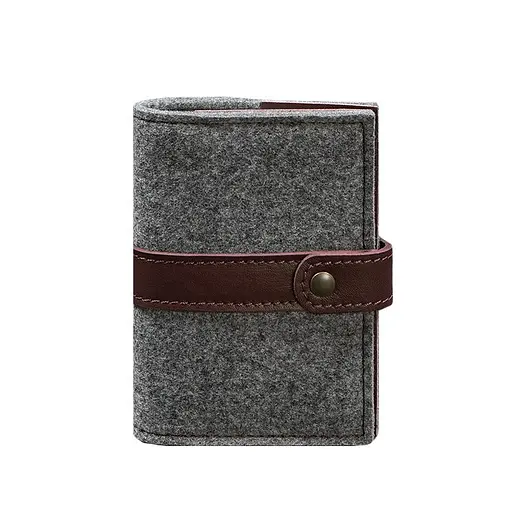 Фетровая обложка для паспорта 1.1 с кожаными бордовыми вставками - фото 7