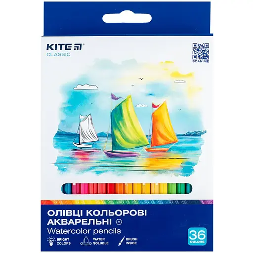 Олівці кольорові акварельні Kite Classic 36 шт. (K-1052) - фото 4