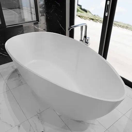 Ванна окремостояча матова Amdcon Santorn 166x78 з литого каменю SANTORN_166_MAT Білий матовий - фото 2