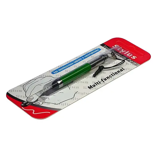 Стилус-брелок ємнісний, висувний, зелений - фото 3