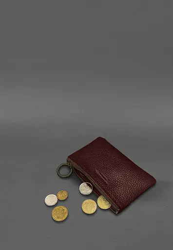 Шкіряна монетниця / міні-косметичка 3.0 бордова флотар - фото 3