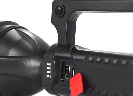 Мощный светодиодный аккумуляторный фонарь прожектор F-902 переносной фонарь для охраны - фото 5