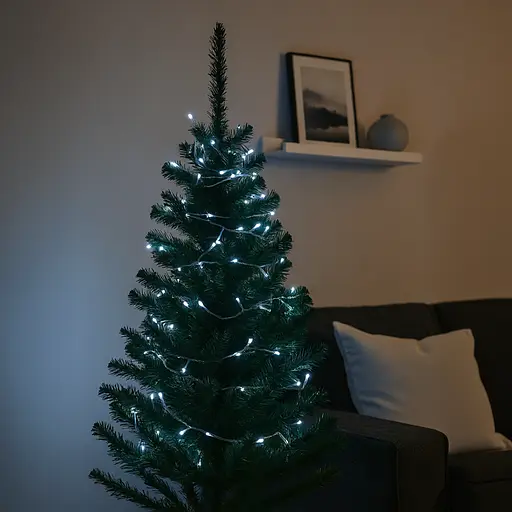 Новорічна гірлянда кімнатна нитка GarlandoPro 10 м 120 LED  білий провід Біле світло W120LED10MWW