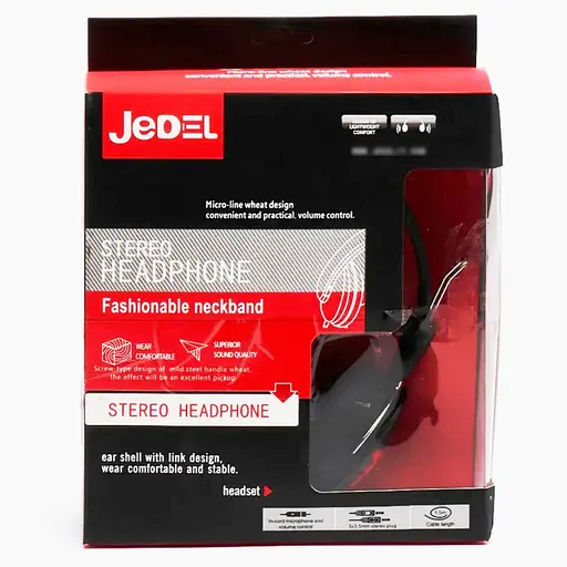 Наушники накладные Jedel JD-868 игровые Jack 3.5 черный красный - фото 3