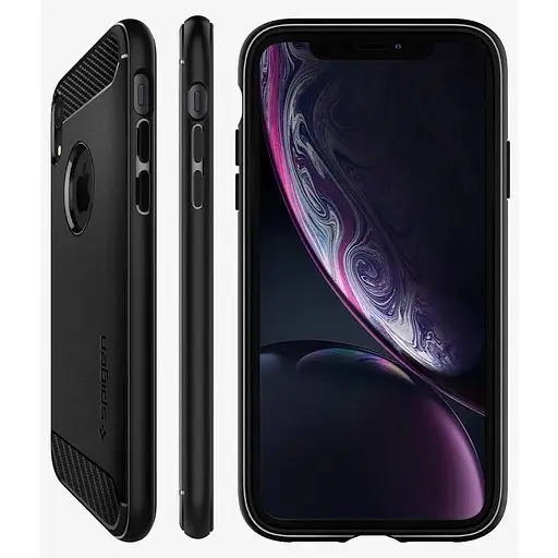 Оригинальный противоударный силиконовый чехол Spigen Rugged Armor Matte Black для iPhone XR (064CS24871) - фото 4