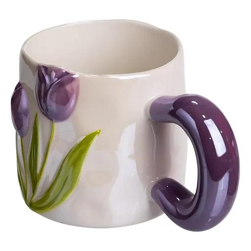 Чашка фарфоровая Yiwu Тюльпан 400 мл фиолетовый Yiwu FM-40C - фото 3