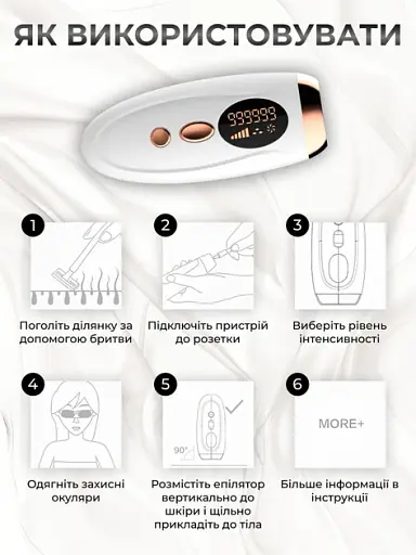 Фотоепілятор жіночий IPL епілятор лазерний портативний компактний 5 рівнів інтенсивності епіляції фотоепілятори для всього тіла - фото 2