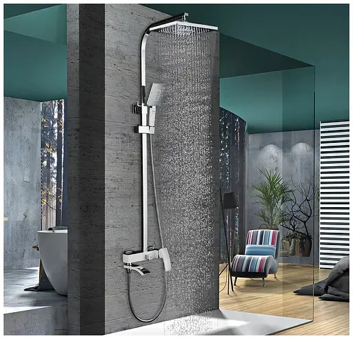 Душова система Gappo G2407-8, вилив - перемикач на лійку, білий/хром - фото 2