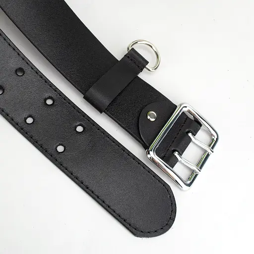 Ремень мужской кожаный широкий черный JK-5080 (120 см) - фото 3