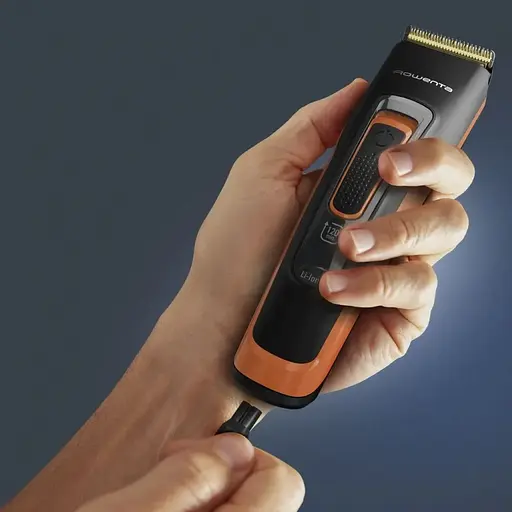 Машинка для стрижки Rowenta Sport Collection, акум., роторный мотор, насадок-2, кейс, сталь, черно-оранжевый. - фото 6