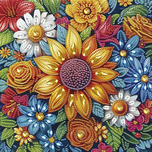 Алмазная мозаика "Цветы" Brushme BH030 неполная выкладка 25х25 см - фото 1