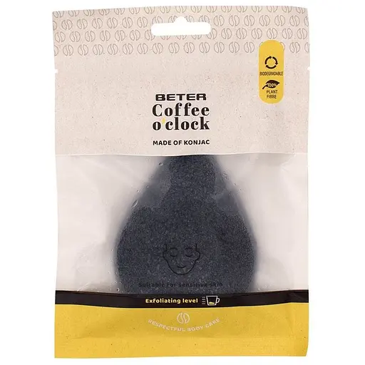 Спонж Beter Coffee O'clock для очистки лица из конжака многоразовый      - фото 1