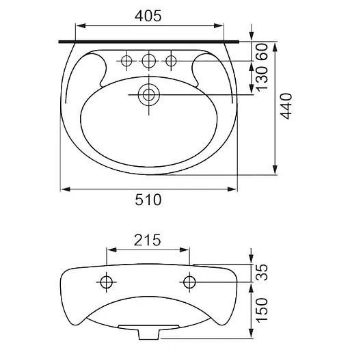 Умивальник Cersanit Eko new 50 см, Без п'єдестал з переливом - фото 3