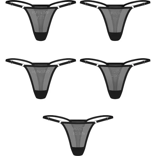 Набор стрингов Obsessive Violami S/M 5 шт (черный)