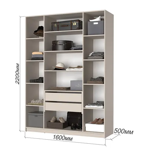 Шафа 4-дверна MebelStar Оскар Gloss BL-B, блок шухляд+полиці 160x52x220 см Дуб сонома/Білий (MBS-5296) - фото 3