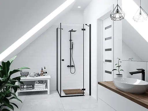 Душова система Corsan Ango black mat з термостатом CMN019, Чорний матовий - фото 3