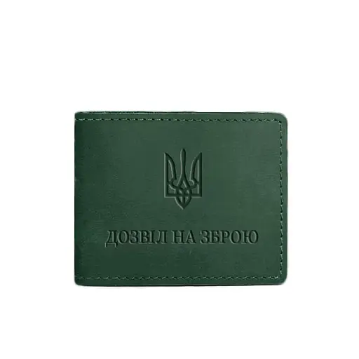 Кожаная обложка для разрешения на оружие зеленая Crazy Horse - фото 6