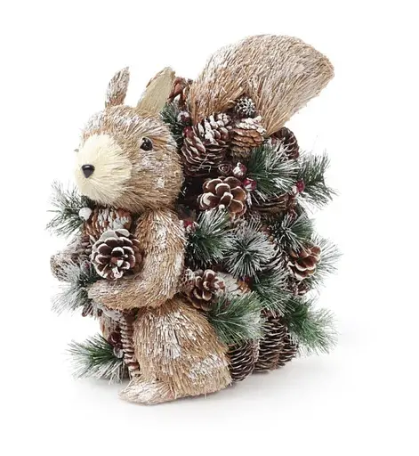 Новогодняя декоративная фигура Белка из натуральных материалов 30 см Коричневый - фото 1