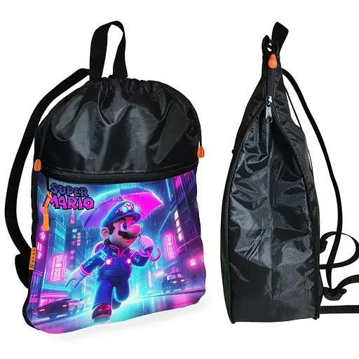 Рюкзак-мішок для взуття, спортивної форми Супер Маріо «Super Mario» дитяча сумка для змінки з розширювачем (01330)