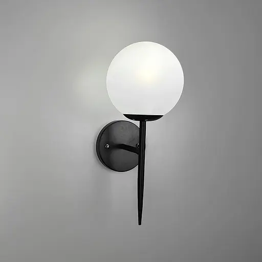 Бра у чорному лаконічному корпусі із білим плафоном 38х14 см Арт. B91080/1 BK Line F - фото 2