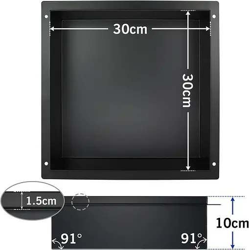 Настенное углубление из нержавеющей стали Bernkot 30 см × 30 см × 10 см - фото 2