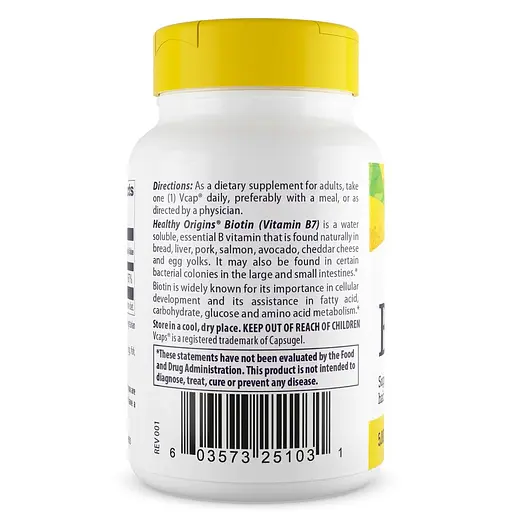 Біотин Healthy Origins Biotin 5000 mcg High Potency, 360 вегакапсул для підтримки волосся, шкіри та нігтів - фото 3