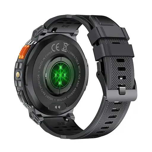 Тактичні смарт годинник з ліхтариком LEMFO K66 силіконовий ремінець Black Black (18359) - фото 6