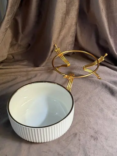 Керамическое блюдо 1568 G для сервировки с декоративной подставкой 16 см - фото 5