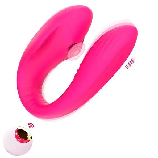 Вакуумный вибратор с пультом Jony силиконовый для пар 13 режимов вибрации 11,5 см фуксия