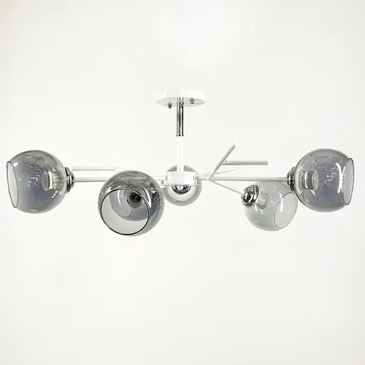 Люстра на 6 графитовых плафонах в белом корпусе Ø 60 см | Ст. 088N/6 WT+CH+GR | Line F - фото 1